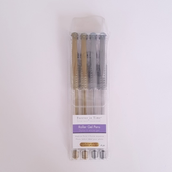 4 pieces Metallic Gel Pens Silver Gold Stylos gel argent et or - Picture 2 of 2